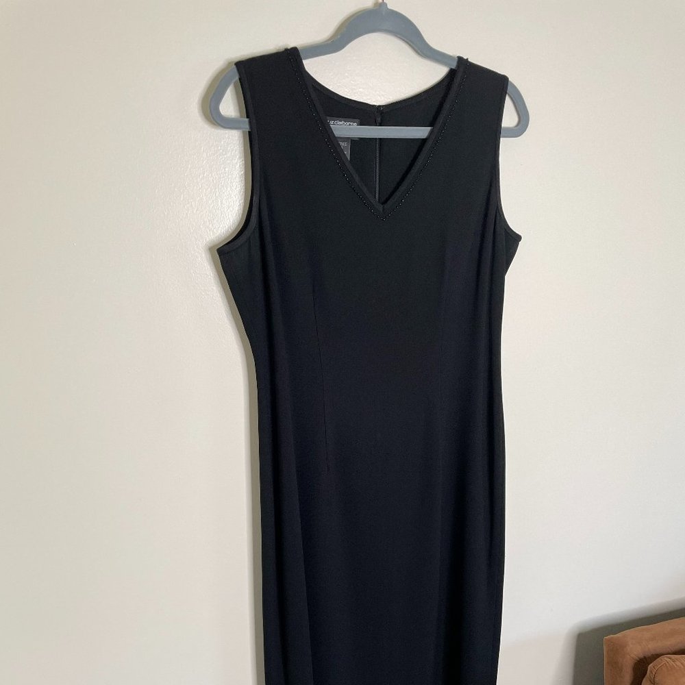 Liz Claiborne Black v neck dress, Size 10